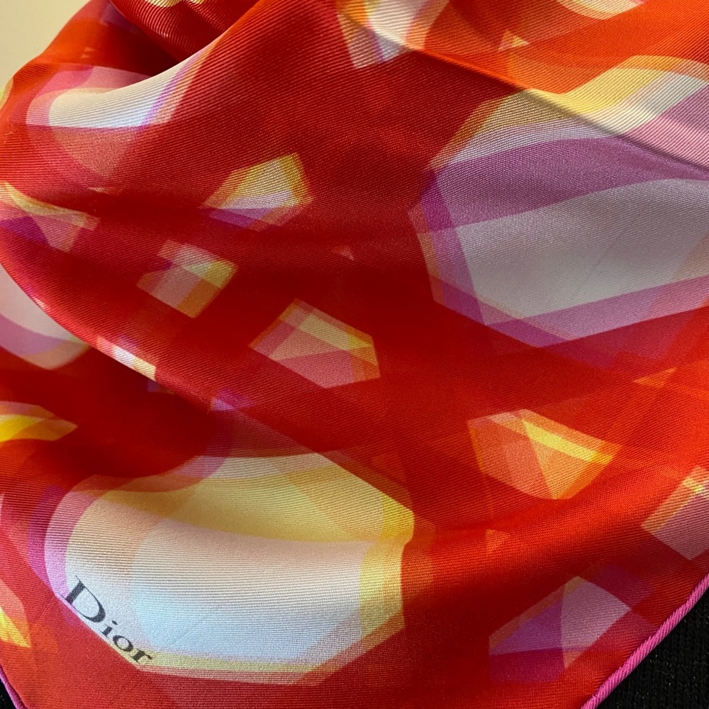 NWOT Layered Geo Silk Scarf - red - Picture 4 of 7